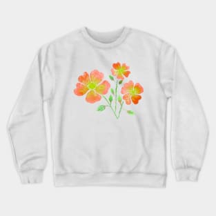 Wild Roses in Orange Crewneck Sweatshirt